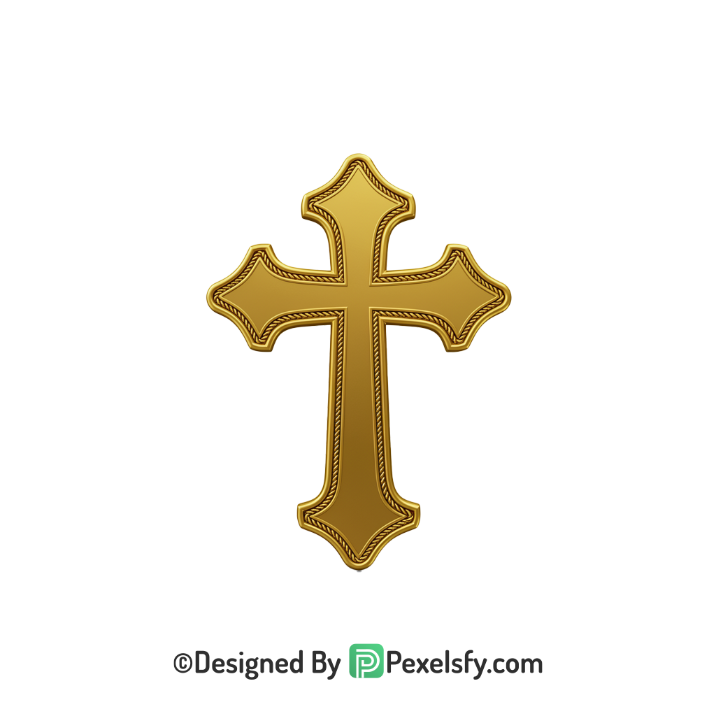 Bright Light Cross PNG Transparent, 3d Golden