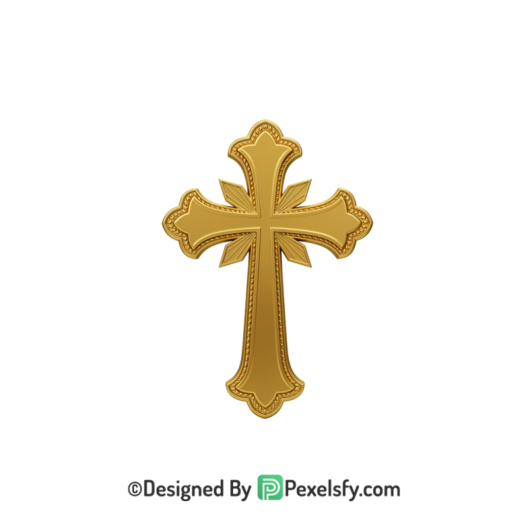 Morning Cross PNG Transparent Scene, 3d Golden