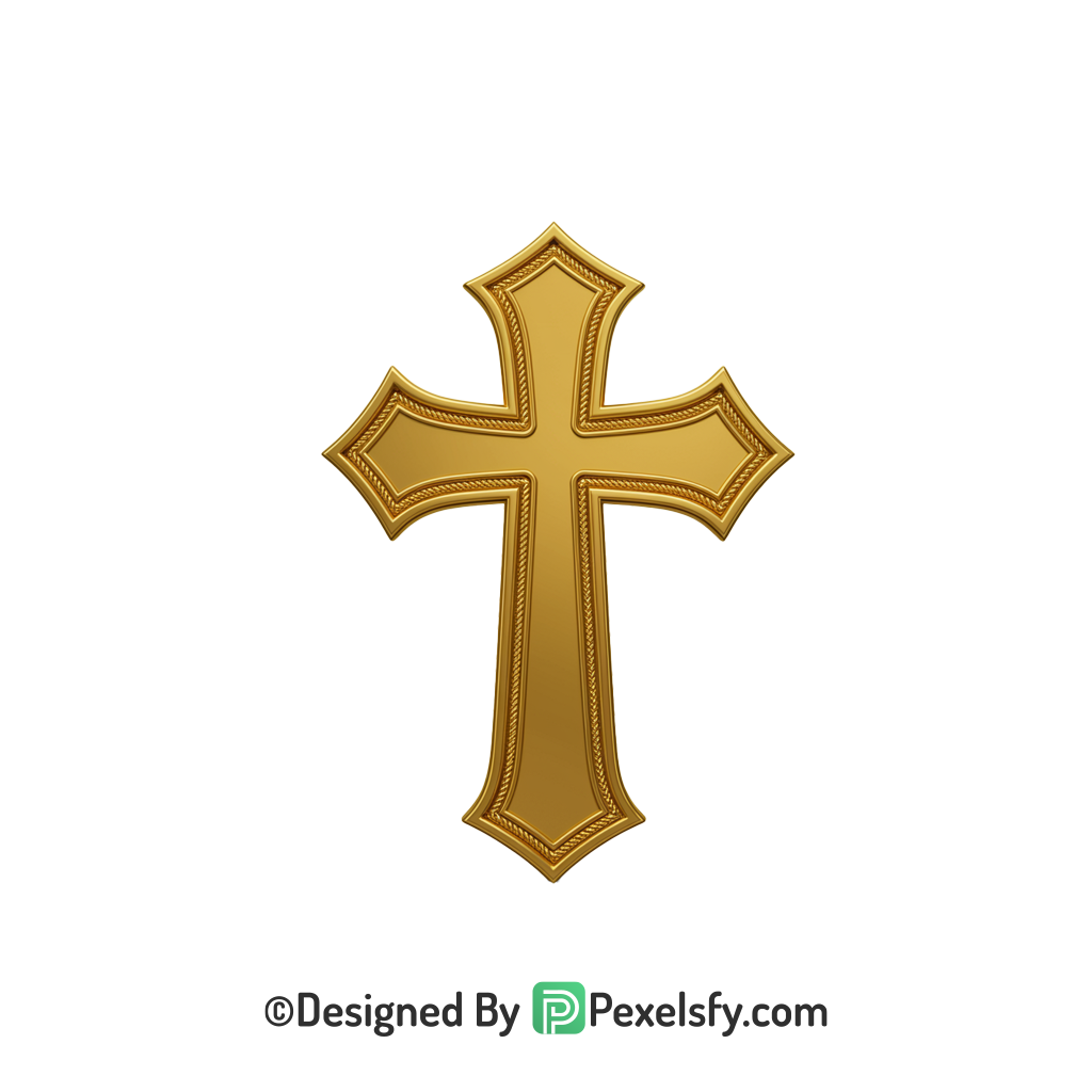 Nature Cross PNG Transparent Background, 3d Golden