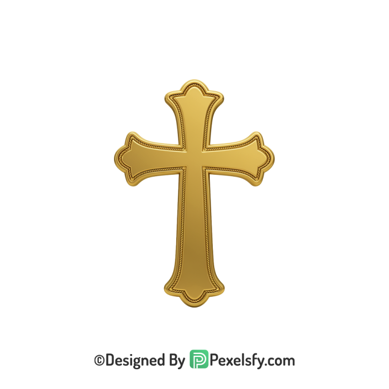 Sunday Cross PNG Transparent Graphic, 3d Golden