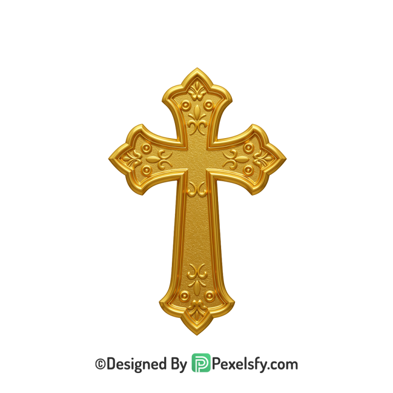 Religious Cross PNG Transparent Graphic, 3d Golden