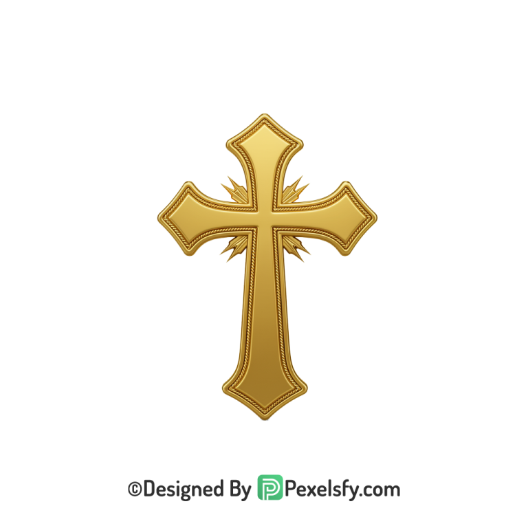 Cross with Light PNG Transparent, 3d Golden