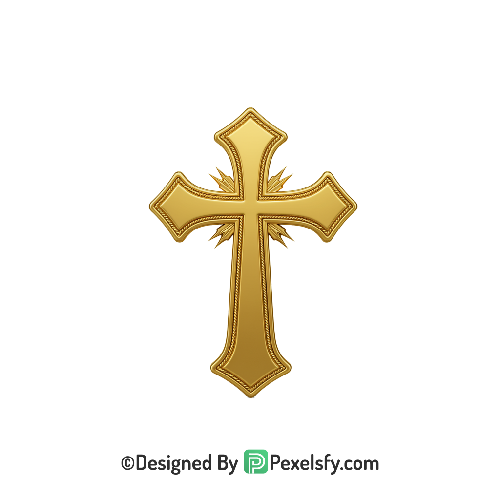Cross with Light PNG Transparent, 3d Golden