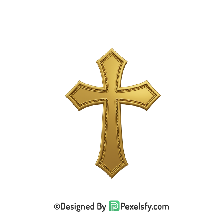 Heaven Cross PNG Transparent Image, 3d Golden