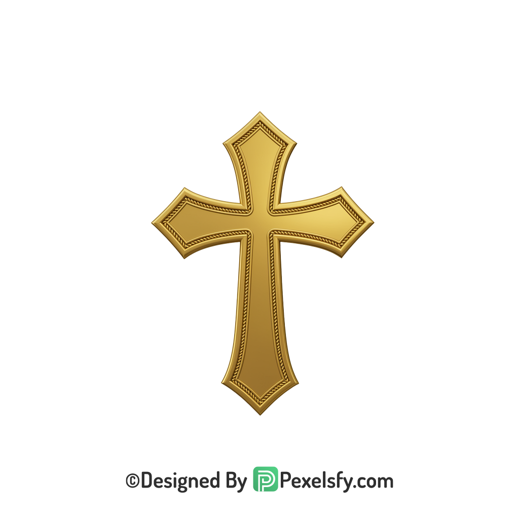 Heaven Cross PNG Transparent Image, 3d Golden
