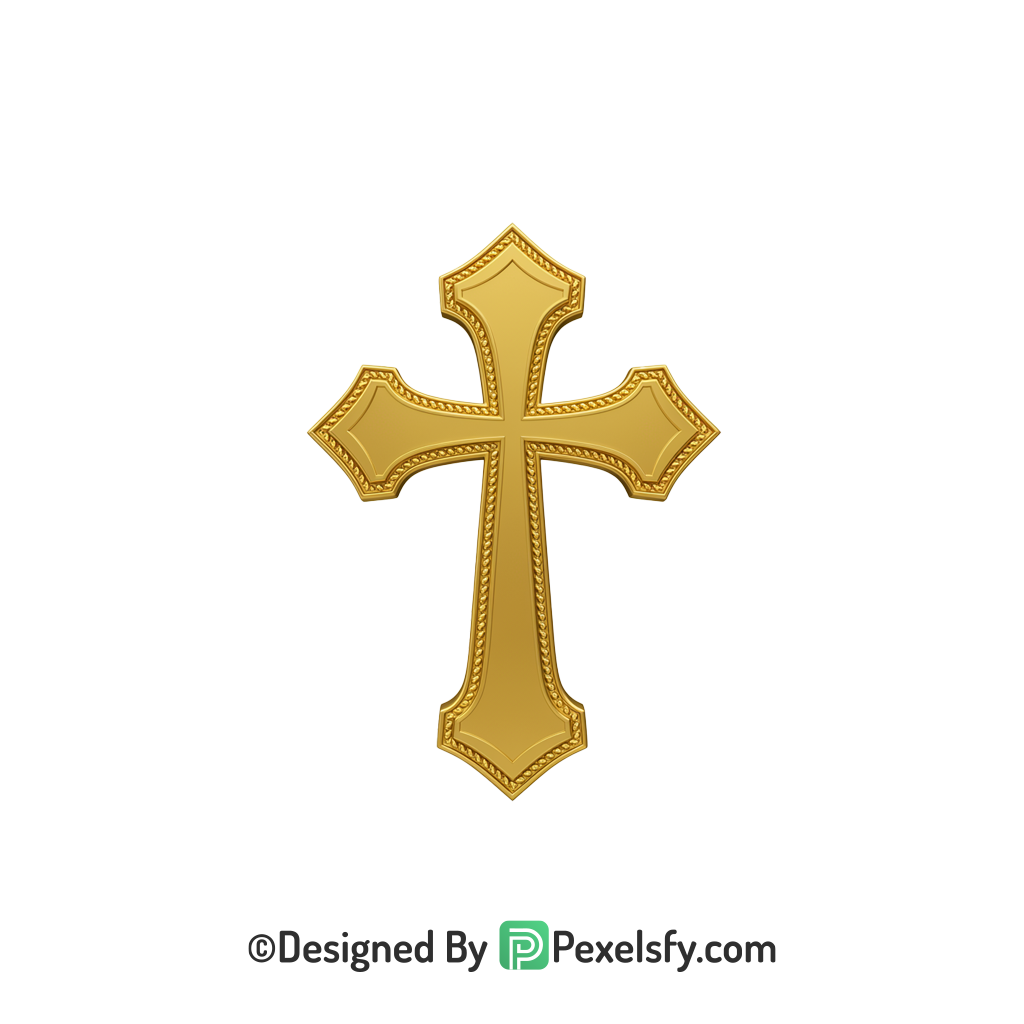 Cross with Jesus PNG Transparent, 3d Golden