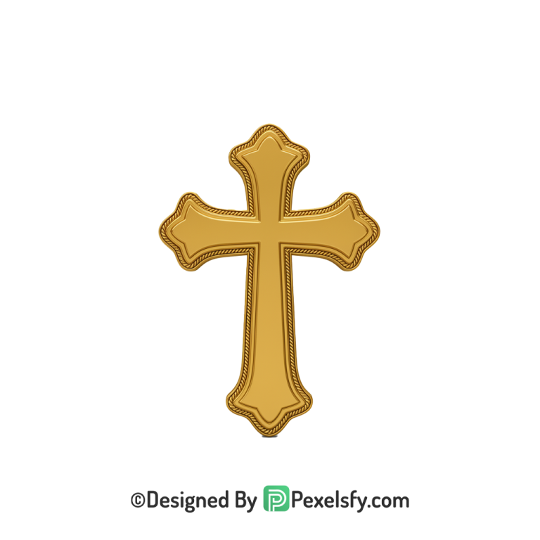 Decorative Christian PNG Transparent Cross, 3d Golden