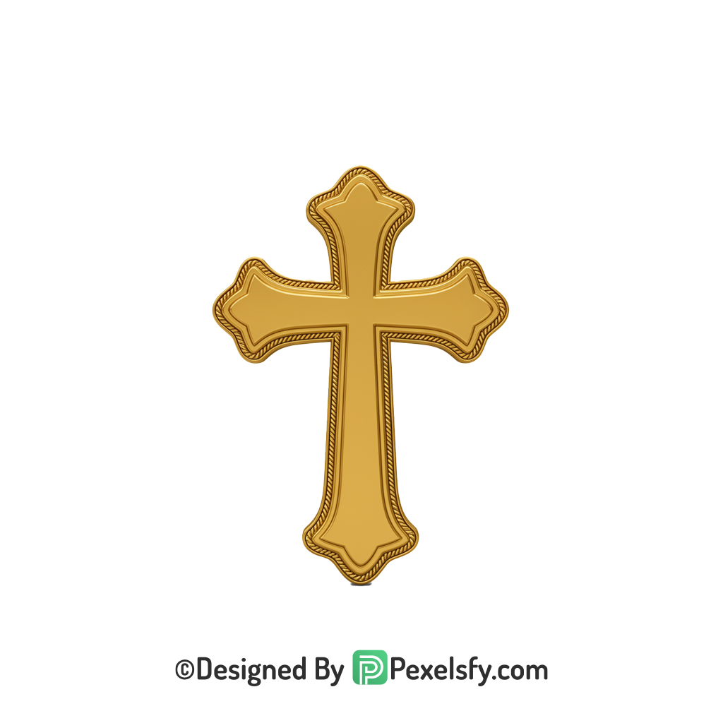 Decorative Christian PNG Transparent Cross, 3d Golden