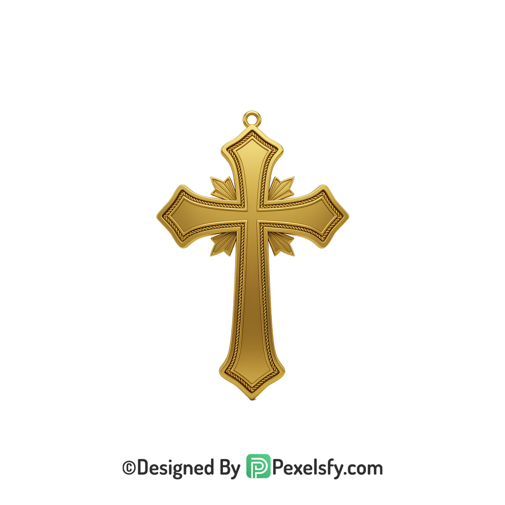Blessing Cross PNG Transparent Icon, 3d Golden