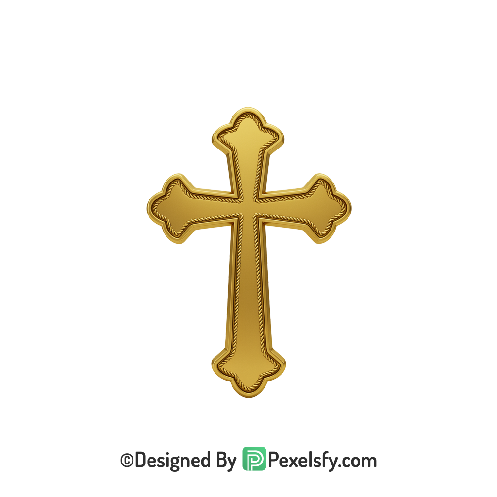 Cross of Christ PNG Transparent, 3d Golden