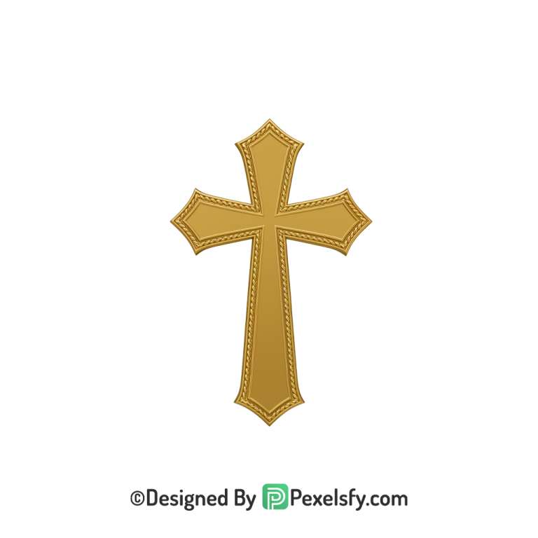 Sacred Cross PNG Transparent Symbol, 3d Golden