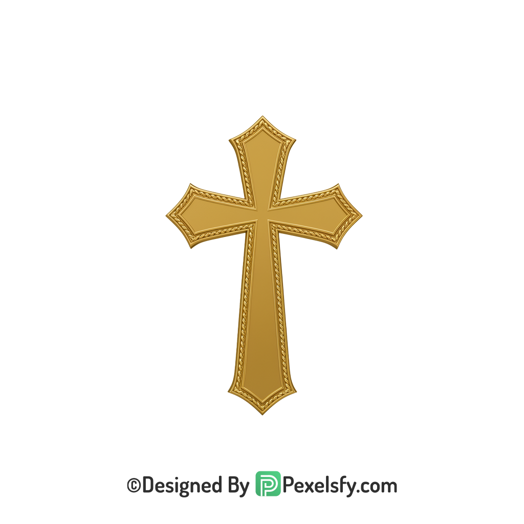 Sacred Cross PNG Transparent Symbol, 3d Golden