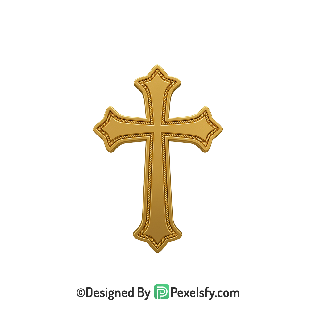 Gold Holy Cross PNG Transparent, 3d Golden