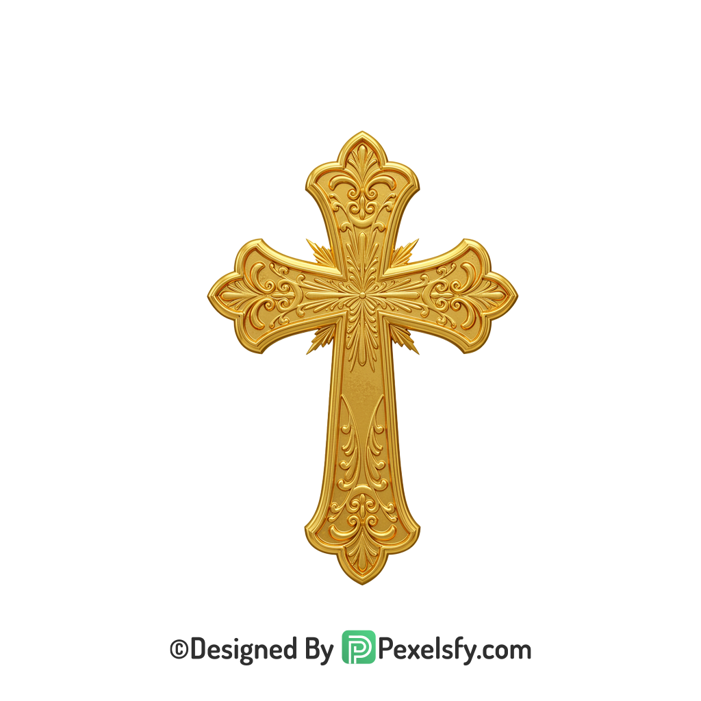 Church Cross PNG Transparent HD, 3d Golden