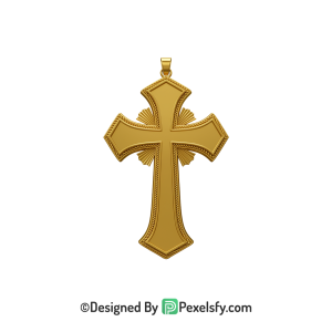 Gothic Cross PNG Transparent Design, 3d Golden