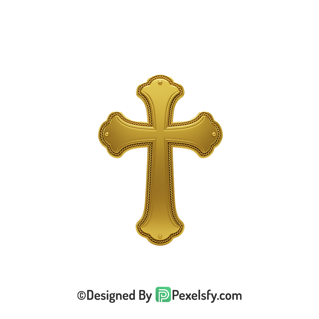 Western Cross PNG Transparent Image, 3d Golden