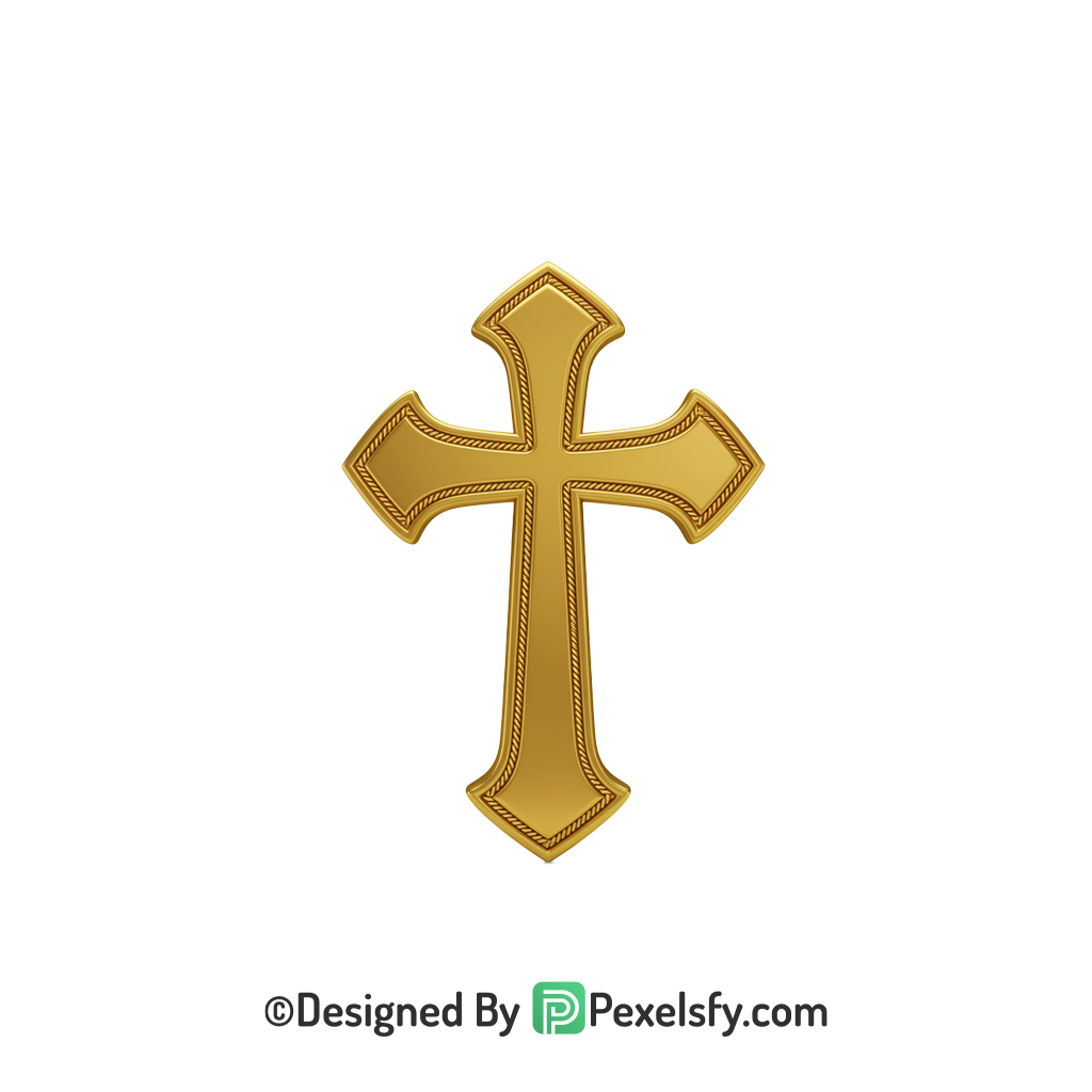 Ancient Cross PNG Transparent Graphic, 3d Golden