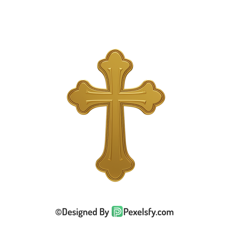 Artistic Christian Cross PNG Transparent, 3d Golden