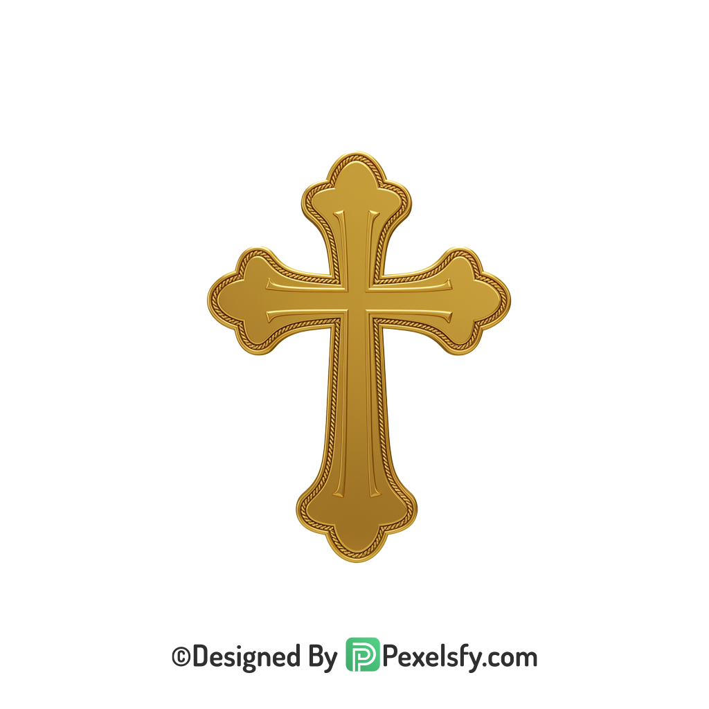 Artistic Christian Cross PNG Transparent, 3d Golden