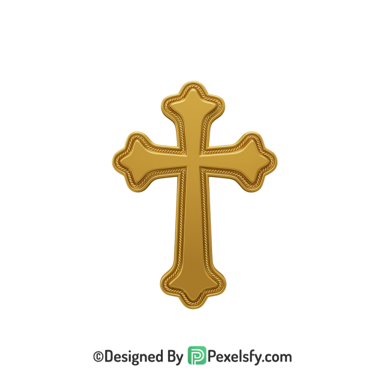 Bold Christian Cross PNG Transparent, 3d Golden
