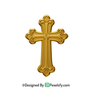 Elegant Cross PNG Transparent Icon, 3d Golden