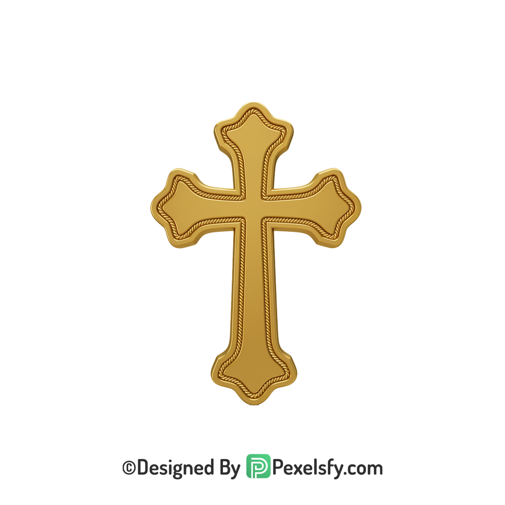 Faith Christian Cross PNG Transparent, 3d Golden