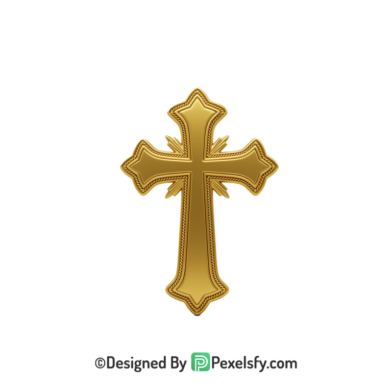 Detailed Cross PNG Transparent Graphic, 3d Golden