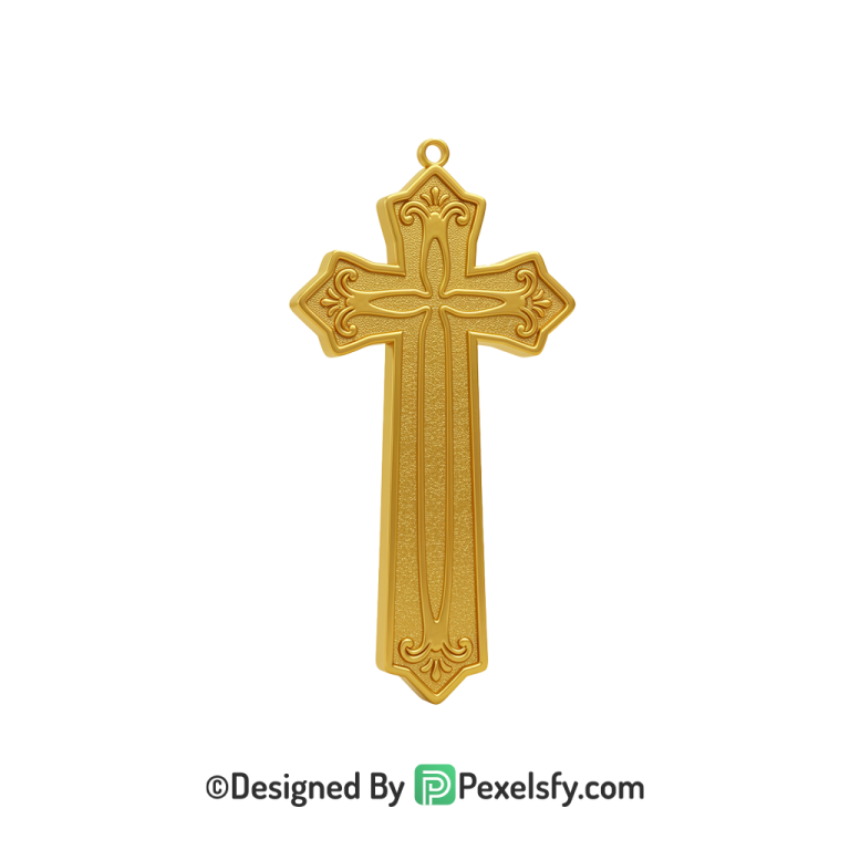 Hand Sketched Cross PNG Transparent, 3d Golden