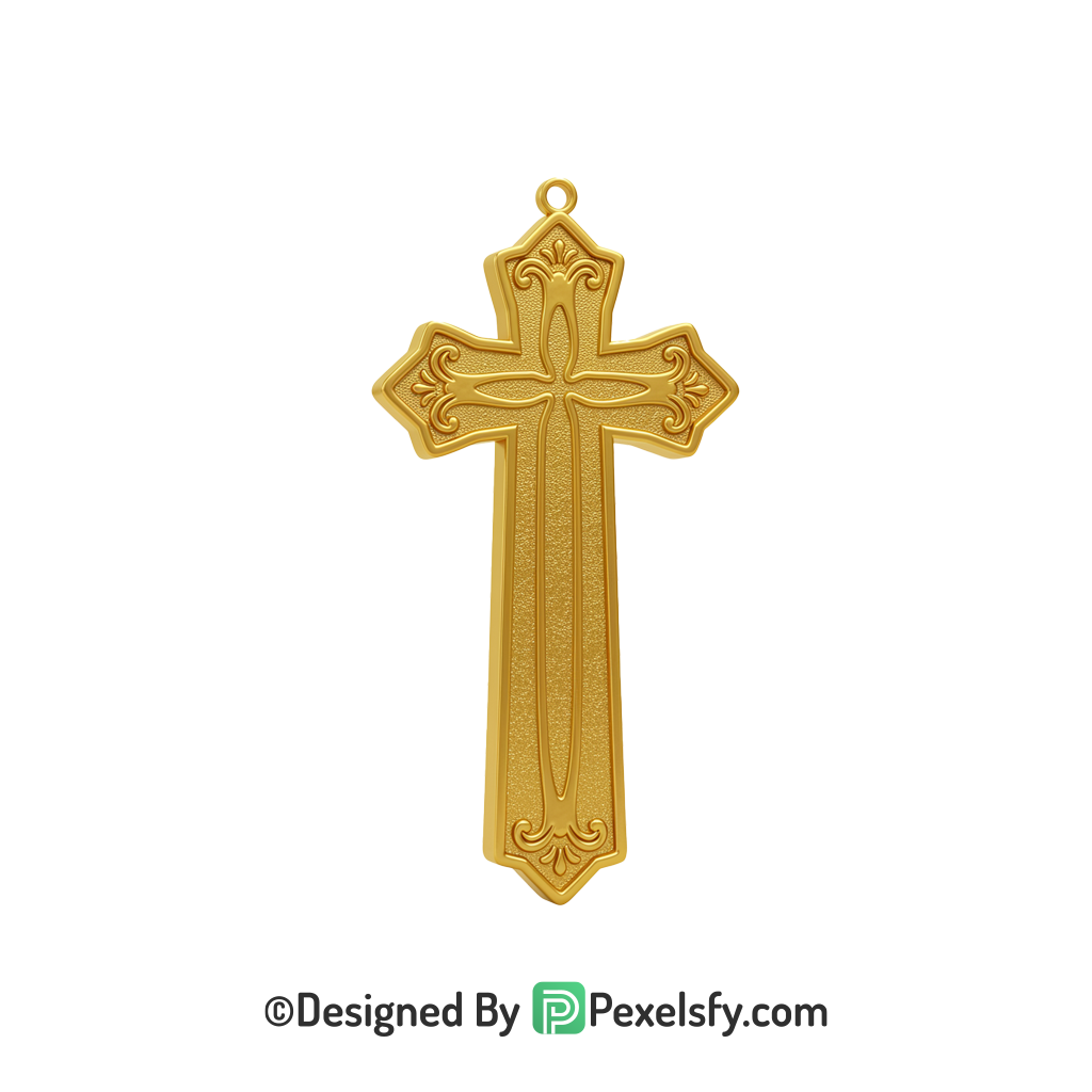 Hand Sketched Cross PNG Transparent, 3d Golden