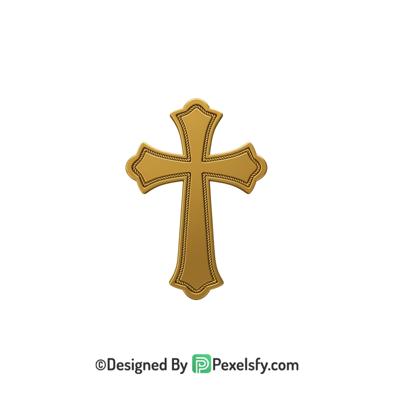 Elegant Jesus Cross PNG Transparent, 3d Golden