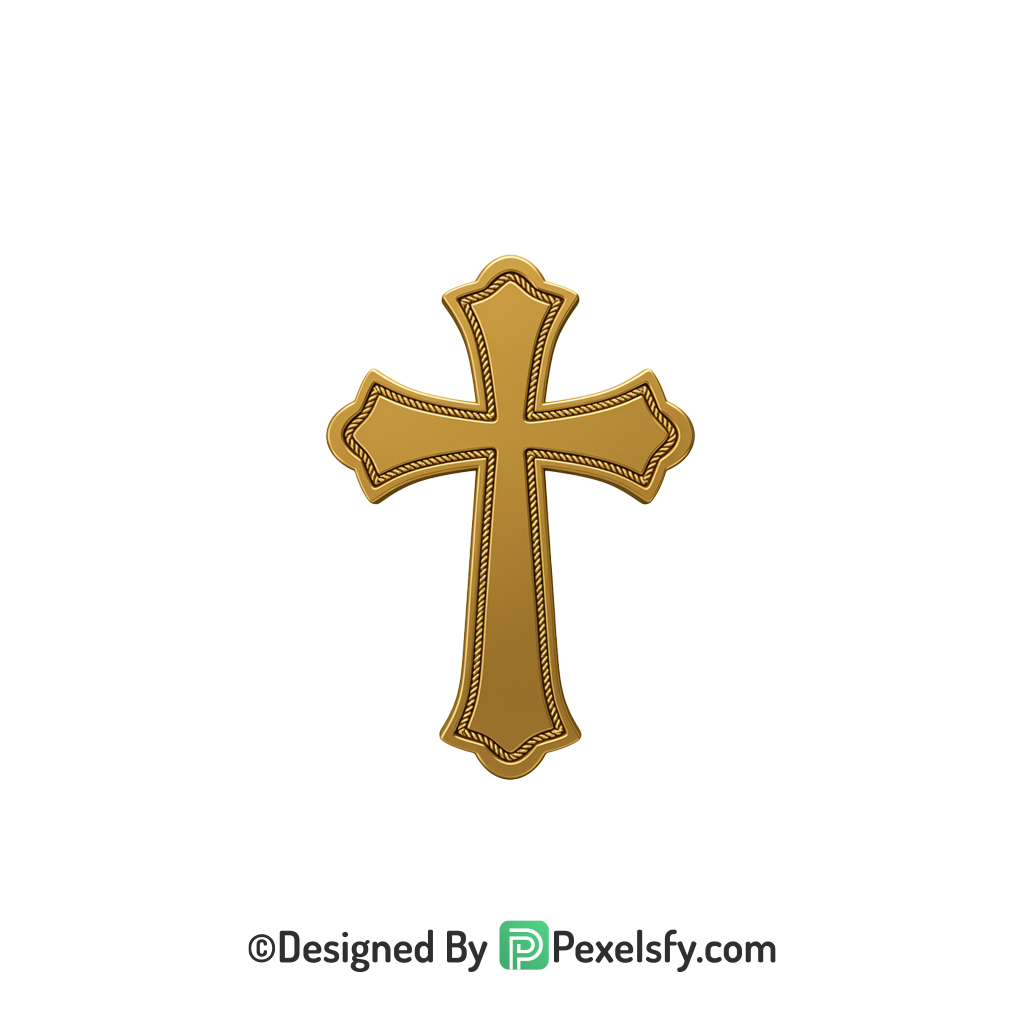 Elegant Jesus Cross PNG Transparent, 3d Golden