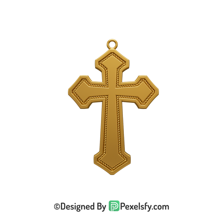 Iconic Cross PNG Transparent Clipart, 3d Golden