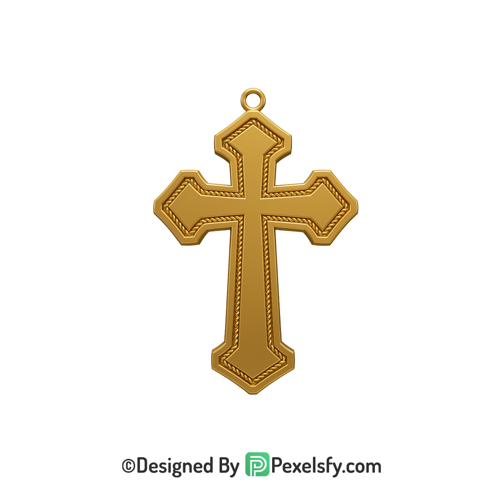 Iconic Cross PNG Transparent Clipart, 3d Golden