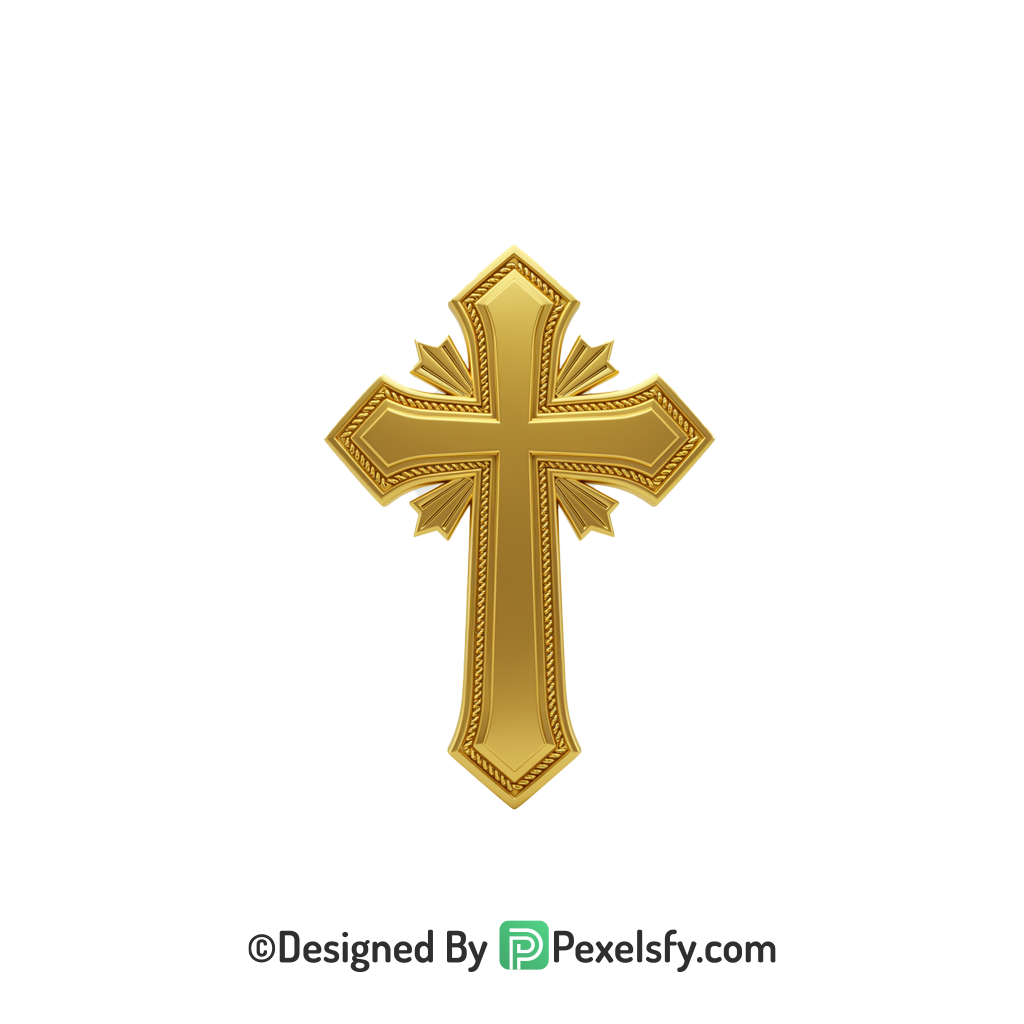 Resurrection Cross PNG Transparent Image, 3d Golden