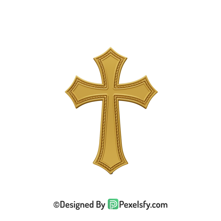 Simple Holy Cross PNG Transparent, 3d Golden