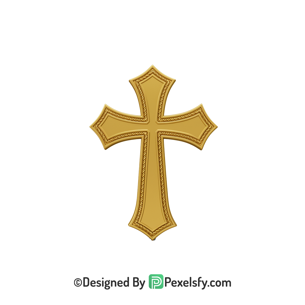 Simple Holy Cross PNG Transparent, 3d Golden