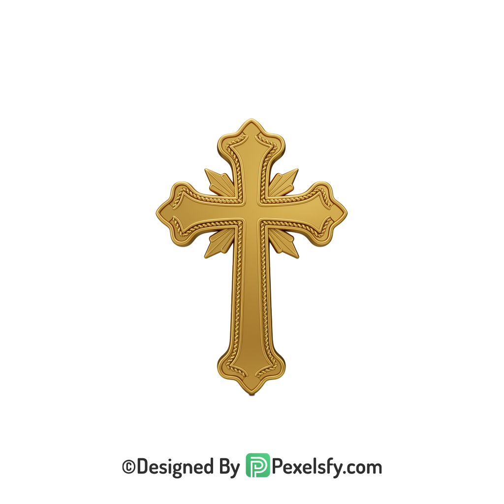 Heaven Light Cross PNG Transparent, 3d Golden