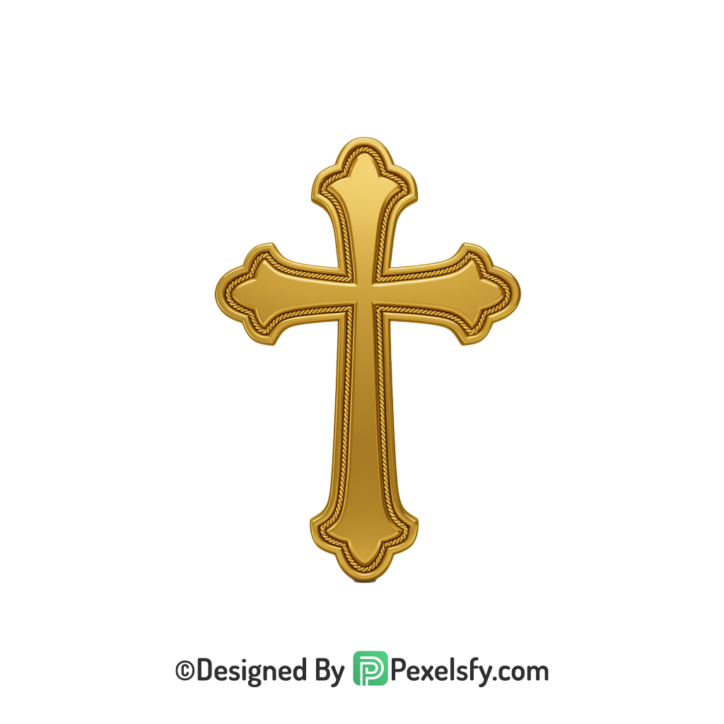 Bible Cross PNG Transparent Symbol, 3d Golden