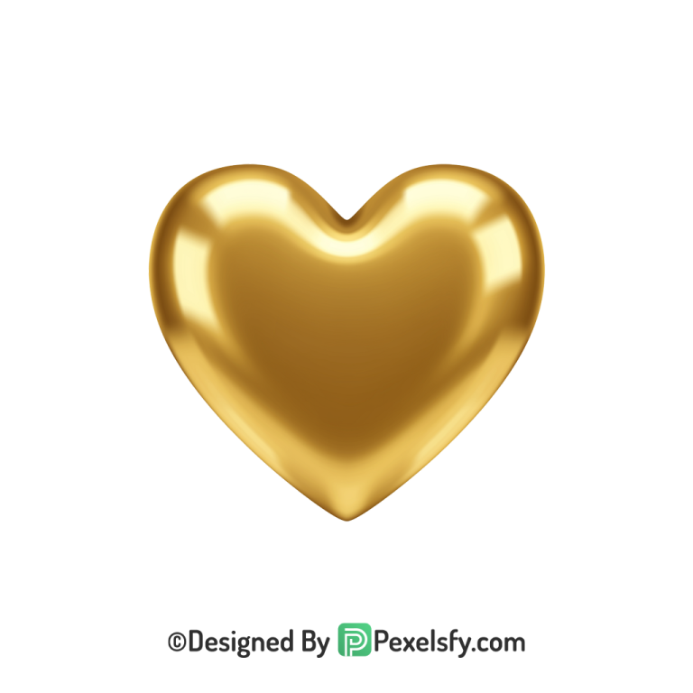 texture Golden Heart PNG Transparent Design, 3d