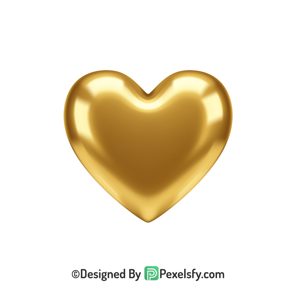 texture Golden Heart PNG Transparent Design, 3d