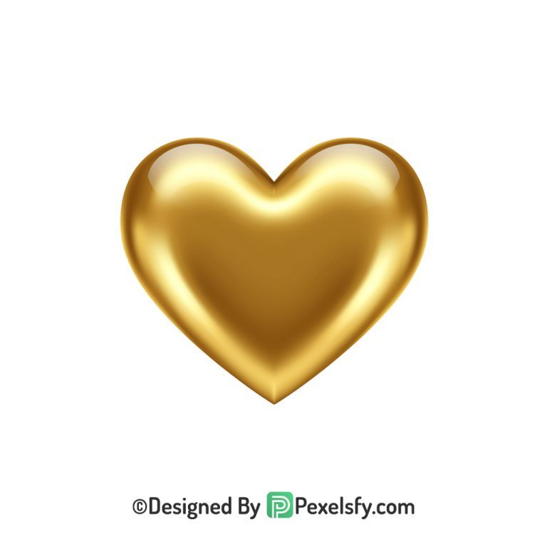 HD Golden Heart PNG Transparent Design, 3d
