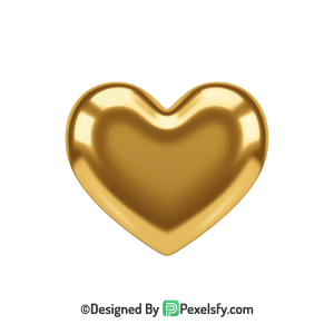Artistic Golden Heart PNG Transparent Design, 3d