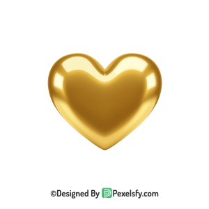 Modern Golden Heart PNG Transparent Design, 3d