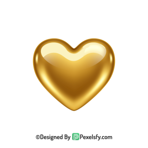 Sparkling Golden Heart PNG Transparent Design, 3d