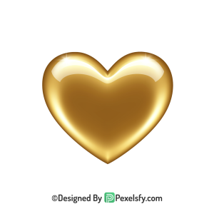 Simple Golden Heart PNG Transparent Design, 3d
