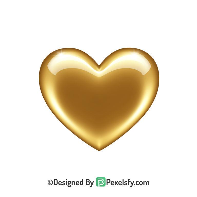 Simple Golden Heart PNG Transparent Design, 3d