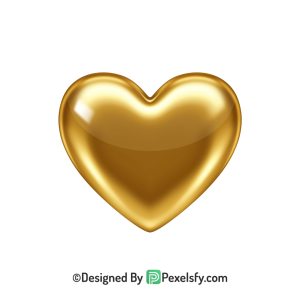 Cartoon Golden Heart PNG Transparent Design, 3d