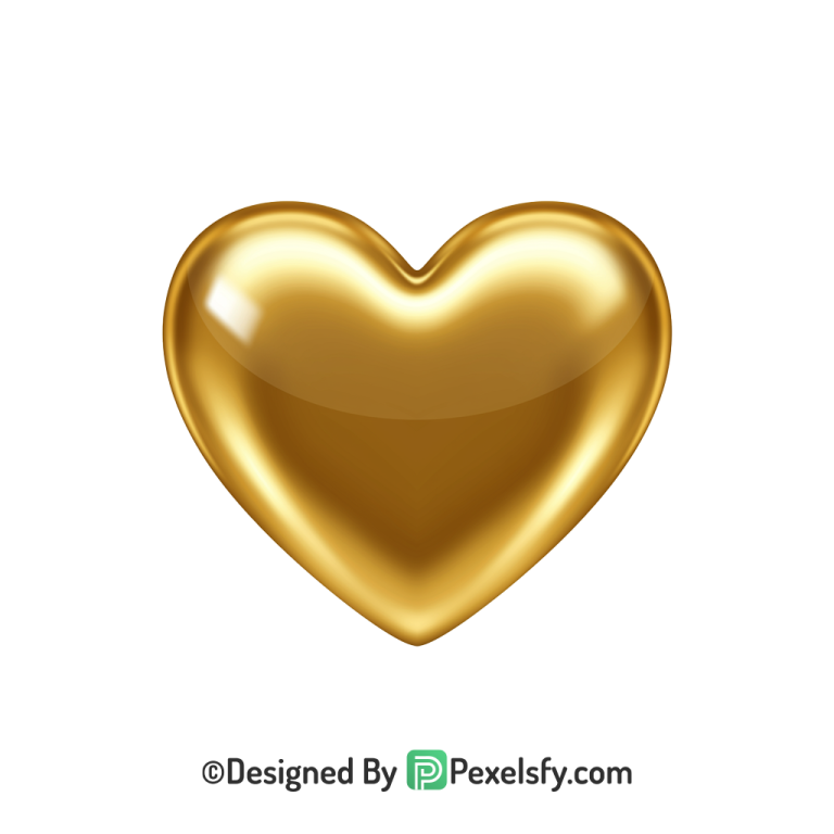Cartoon Golden Heart PNG Transparent Design, 3d