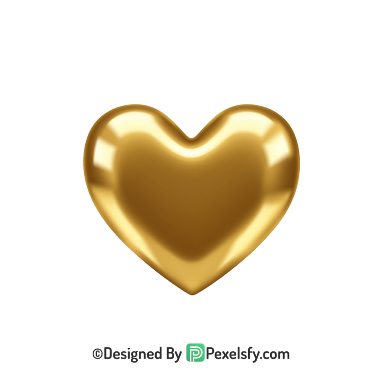 Gradient Golden Heart PNG Transparent Design, 3d