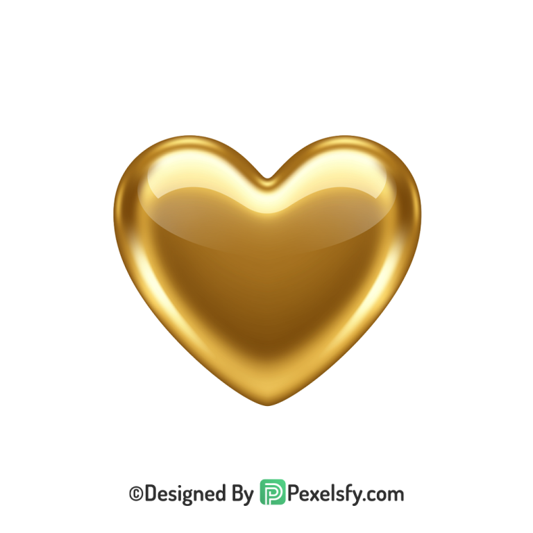 Isolated Golden Heart PNG Transparent Design, 3d